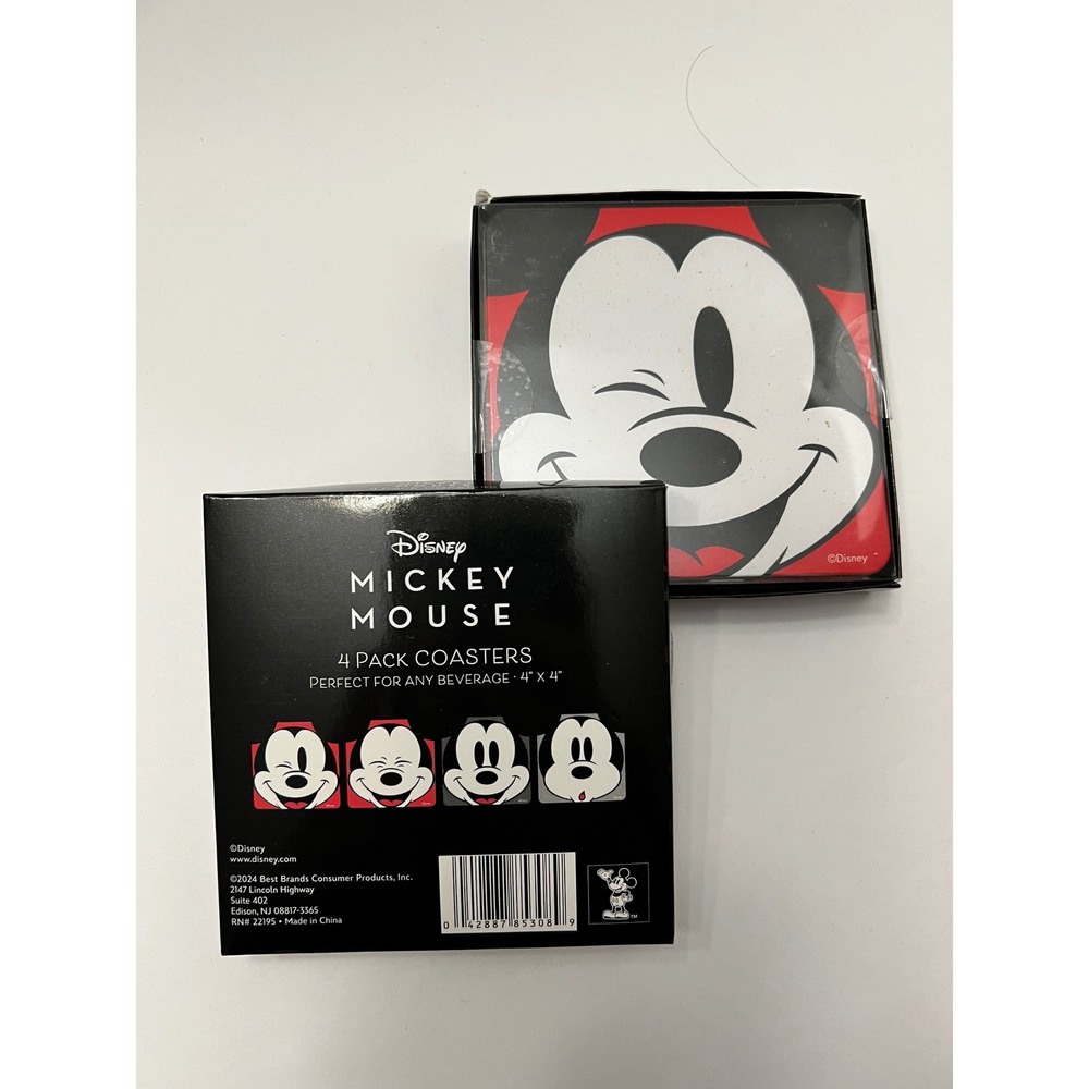 Disney Mickey Mouse 4 Pack Coasters Perfect For‎ Any Beverage New